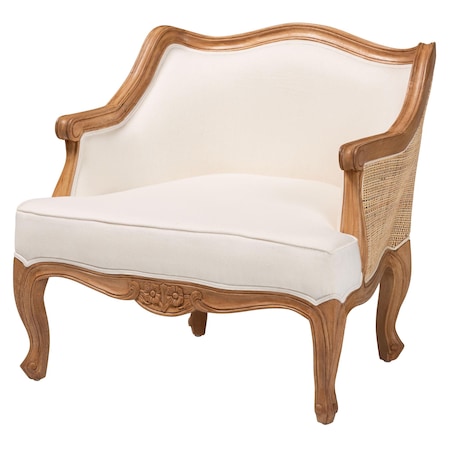 Bali & Pari Sylvestra Traditional Beige Fabric and Honey Oak Finished Wood Low Seat Accent Chair 238-13387-ZORO